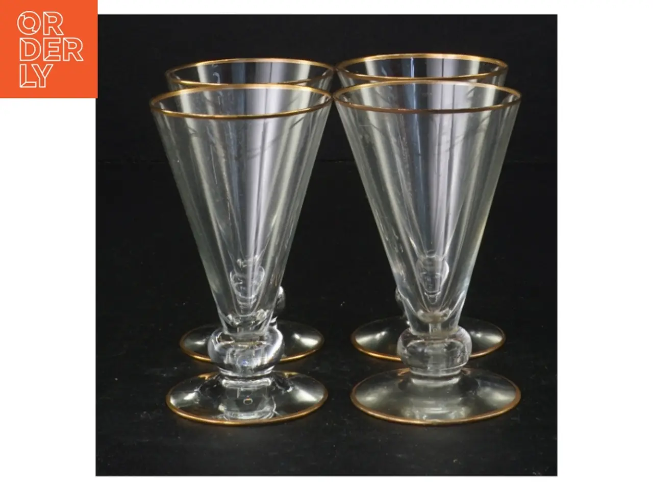 Billede 1 - Vintageglas med guldkant (str. 10 x 6 cm)