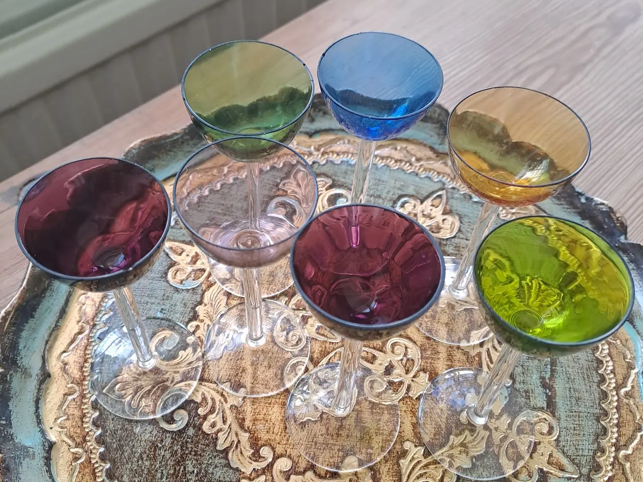 Billede 1 - 7 stk. små farvede glas.