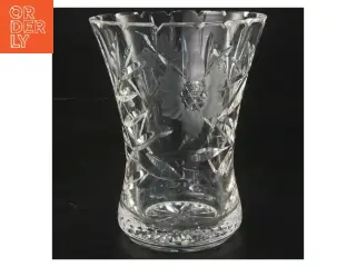 Dekoreret glasvase (str. Ø 13 cm længde 16,5 cm)