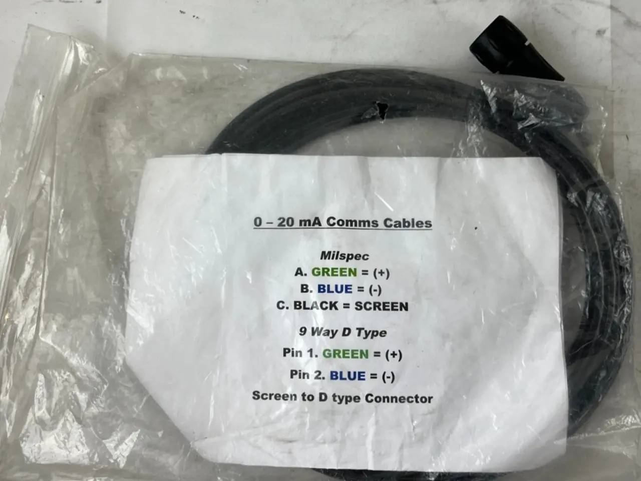 Billede 1 - 0–20 Ma Db9 9‑Way D‑Type Comms kabel Milspec ny