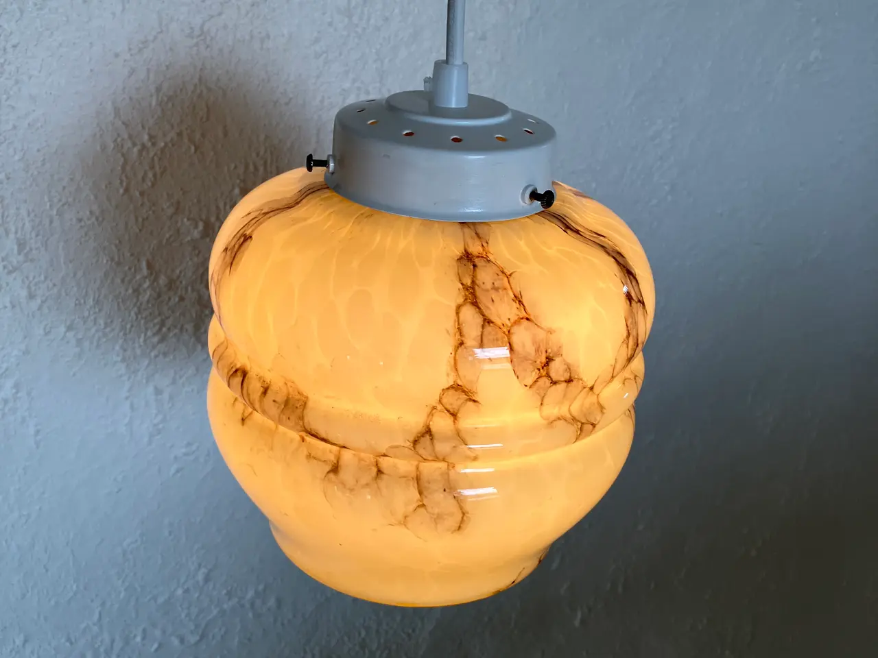 Billede 1 - Art Deco lampe i marmoreret glas