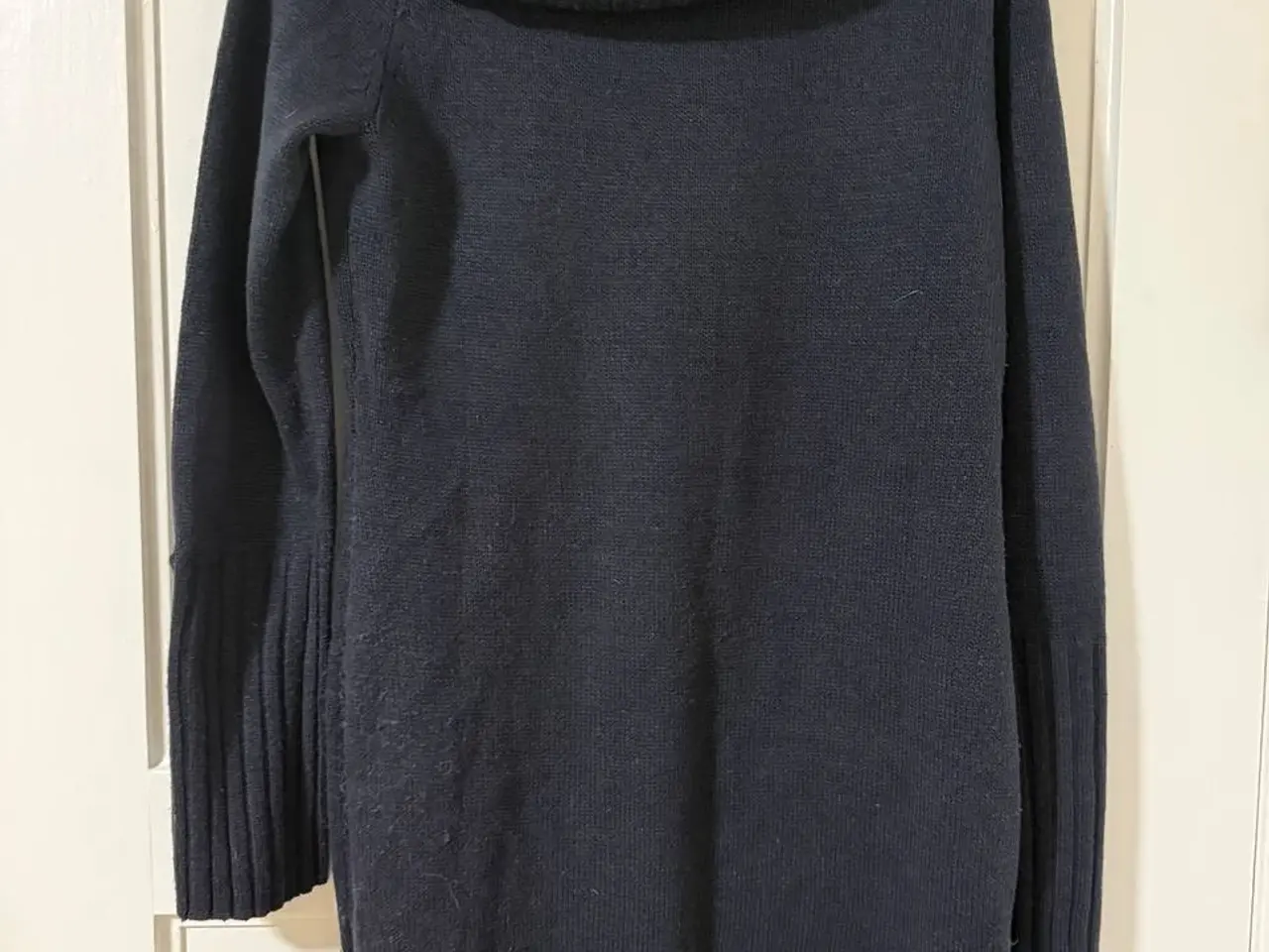 Billede 2 - Mørkeblå chunky strik med kæmpe collar, str. M