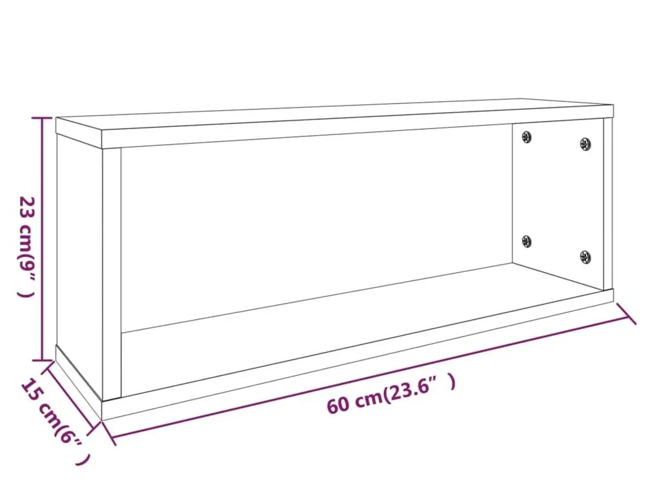 Billede 8 - Væghylder 2 stk. 60×15×23 cm i konstrueret træ - røget egetræ