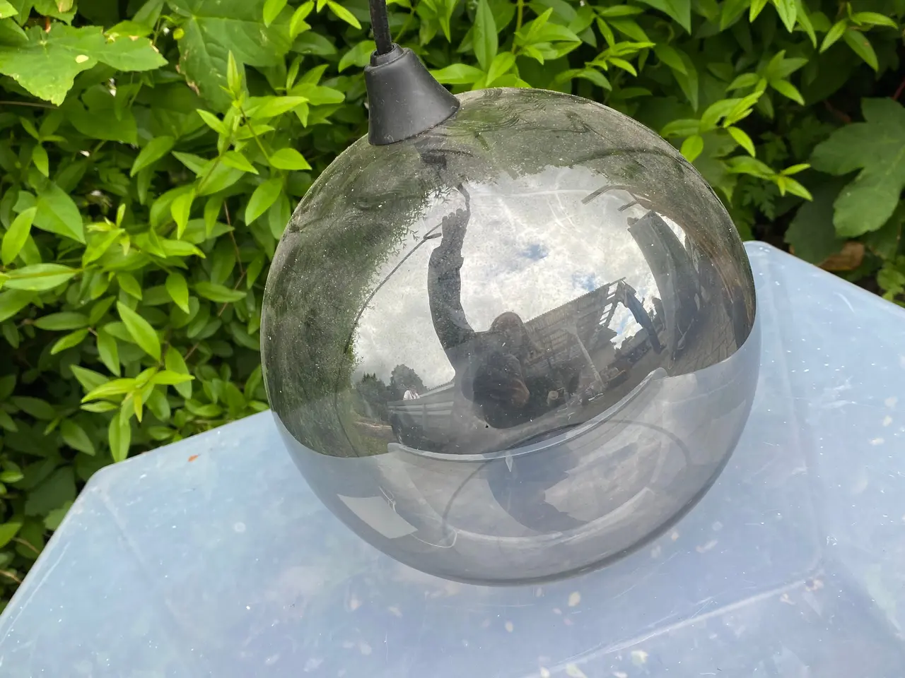 Billede 4 - Smuk røgfarvet glaspendel / loftslampe