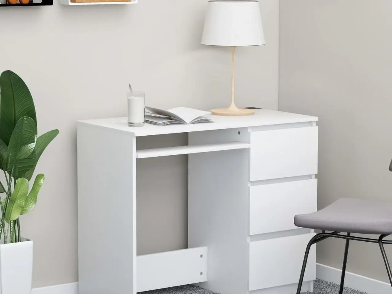 Billede 1 - Skrivebord 90x45x76 cm konstrueret træ hvid