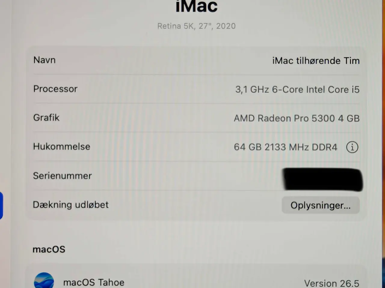 Billede 2 - iMac 27” Retina 5K, 64 GB RAM, 250 GB Flash SSD 