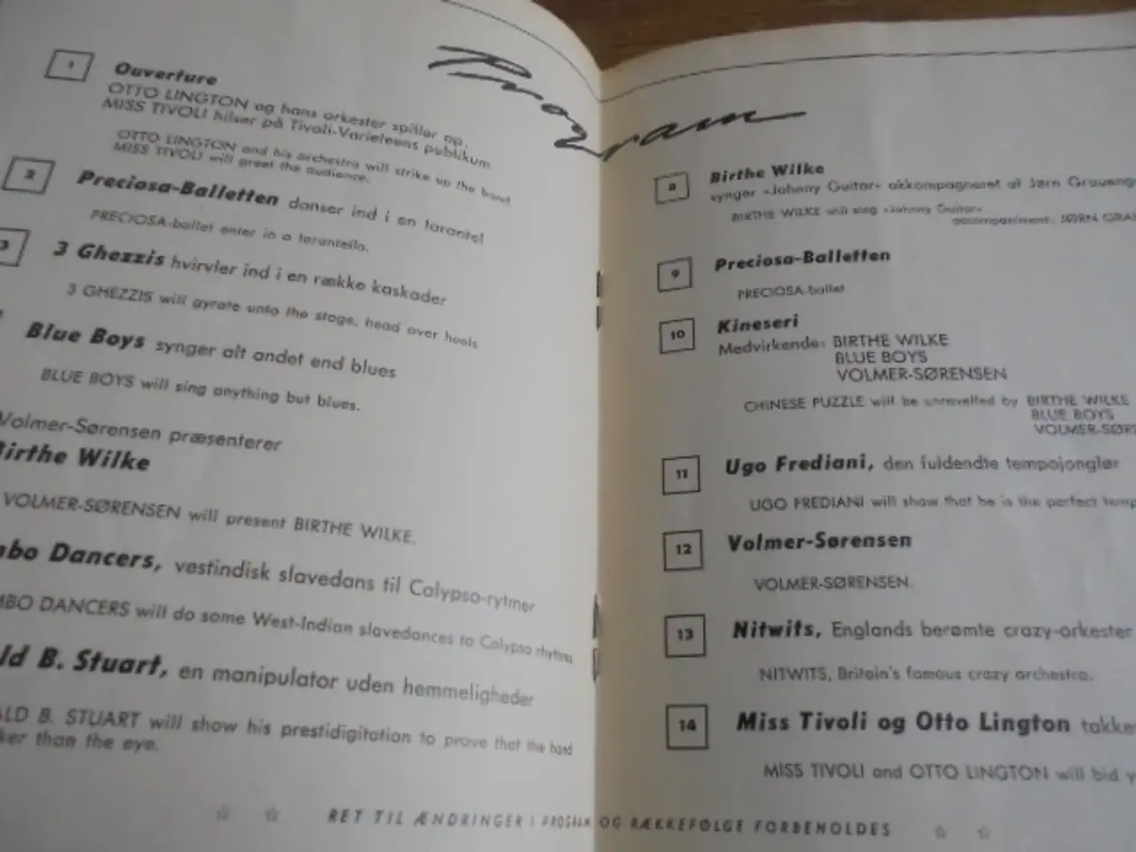 Billede 3 - Programmet for Tivoli-Varietéen Saison 1959  
