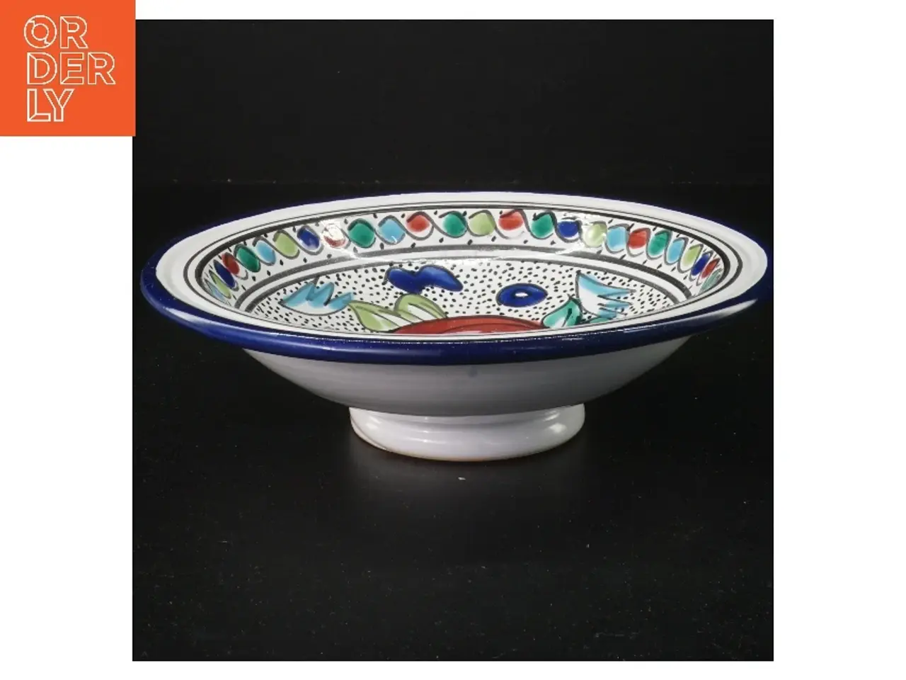 Billede 1 - Keramisk skål med farverigt design (str. Ø 22 cm)