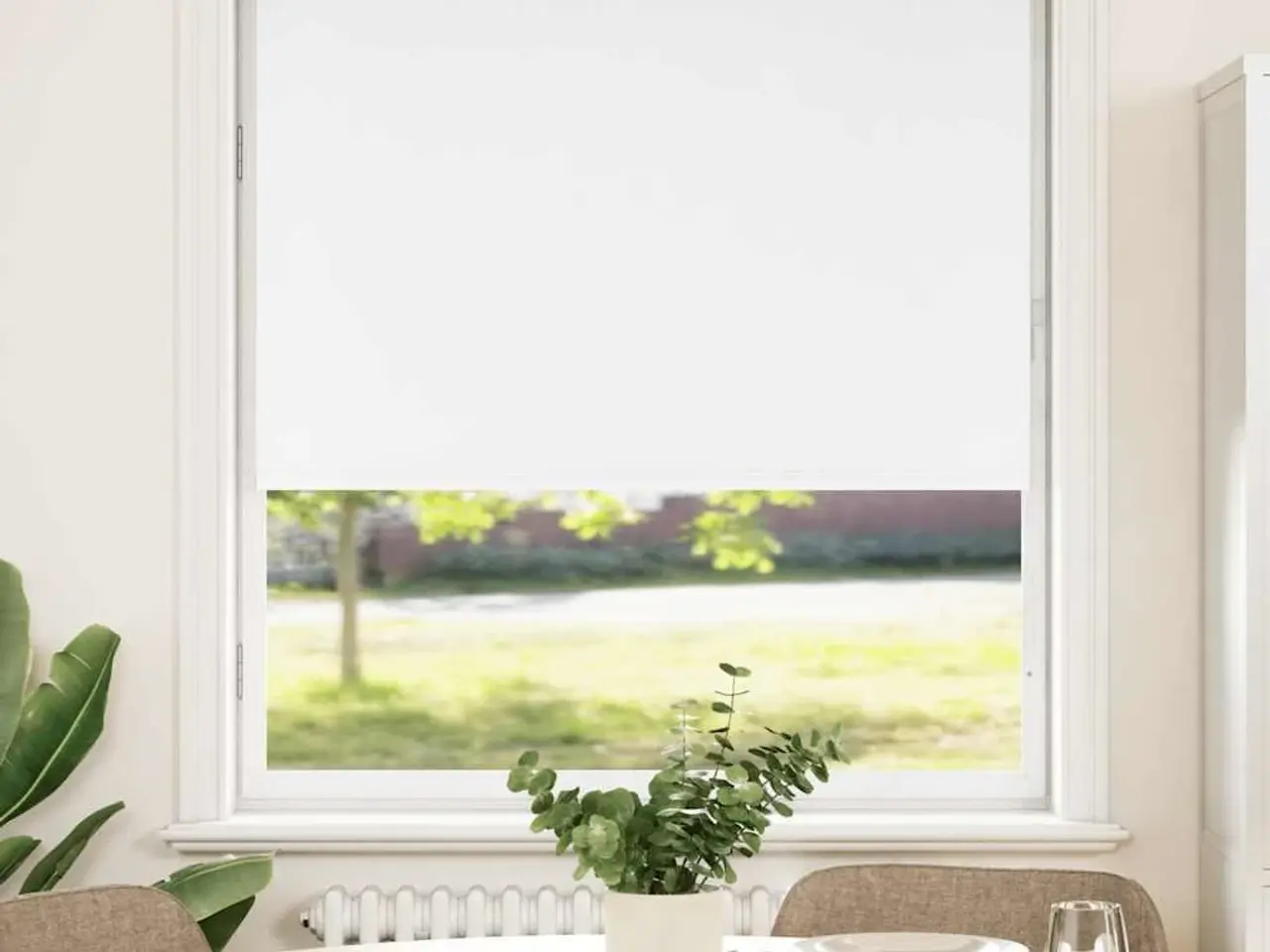 Billede 2 - Rullegardin mørklægning 115×150 cm - hvid polyester, stofbredde 110,7 cm