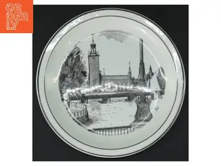 Dekorativt porcelænstallerken fra Gustavsberg (str. Ø. 19 cm)