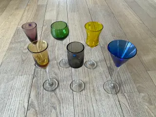Lyngby glas, flerfarvet snapseglas