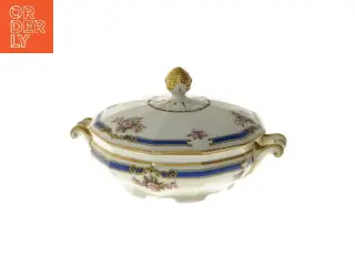 Dekorativ porcelænsskål med låg, fra Schlaggenwald (str. Ø 23x17 cm)