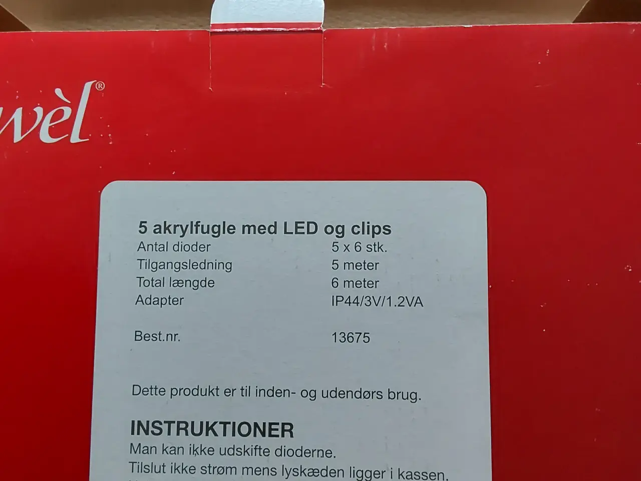Billede 4 - 5 stk akrylfugle med Led og clips