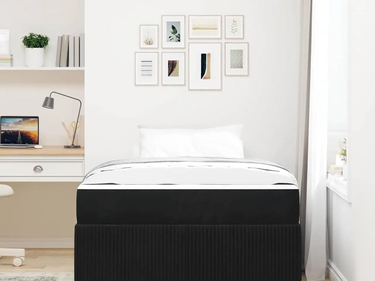 Billede 5 - Sengestel med madras Sort 120 x 200 cm Stof