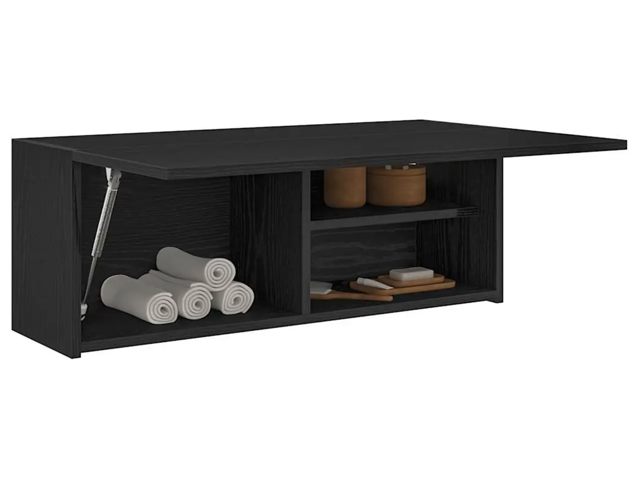 Billede 1 - Væghængt badeværelsesskab 80×25×30 cm - konstrueret træ, sort