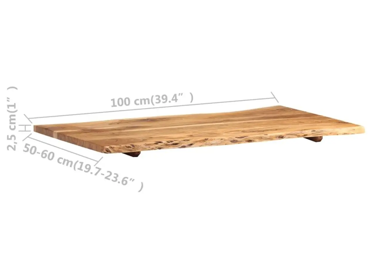 Billede 4 - Bordplade i massivt akacietræ 100 x (50-60) cm