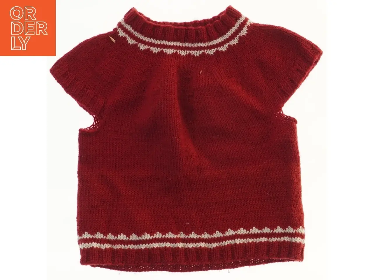 Billede 2 - Rød strikket bluse (str. længde 38 cm, bryst 30 cm)