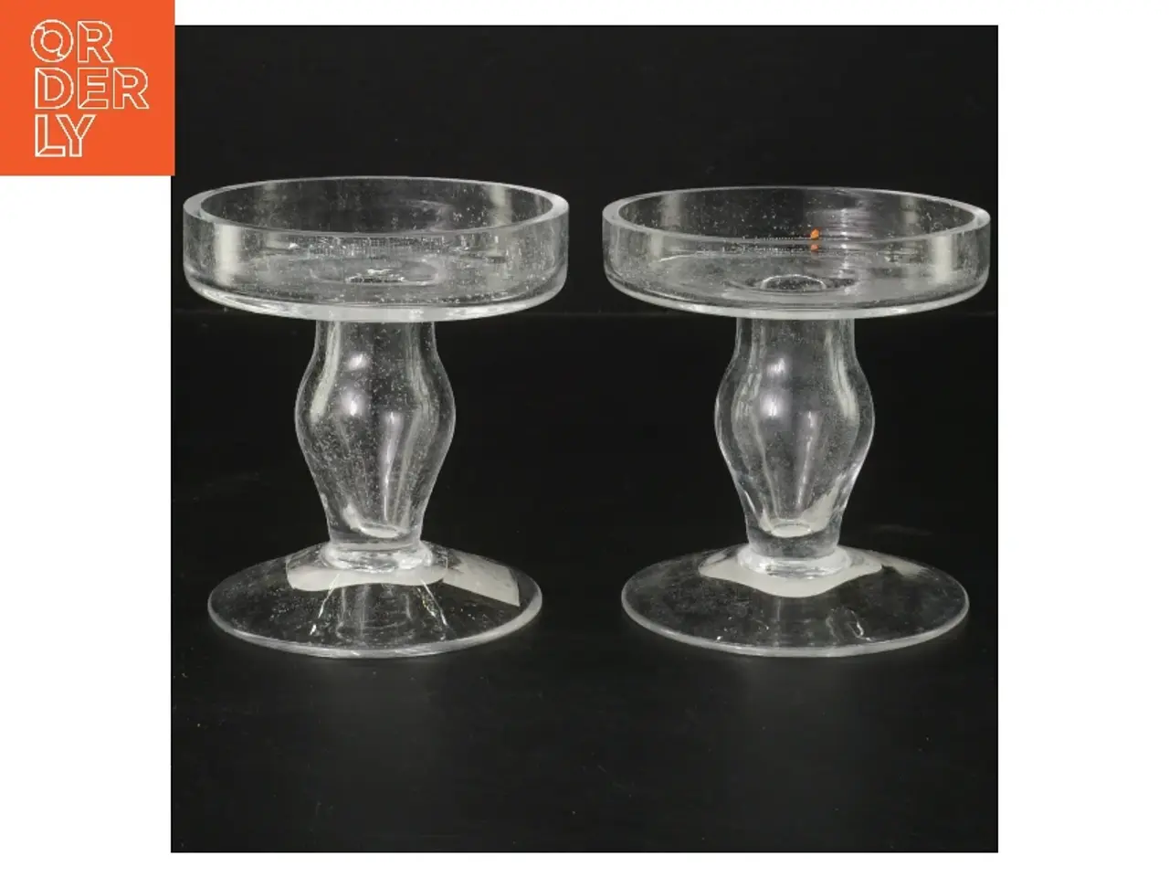 Billede 1 - Glas lysestager, sæt af 2 (str. 2 styk, ø 9,5 cm)