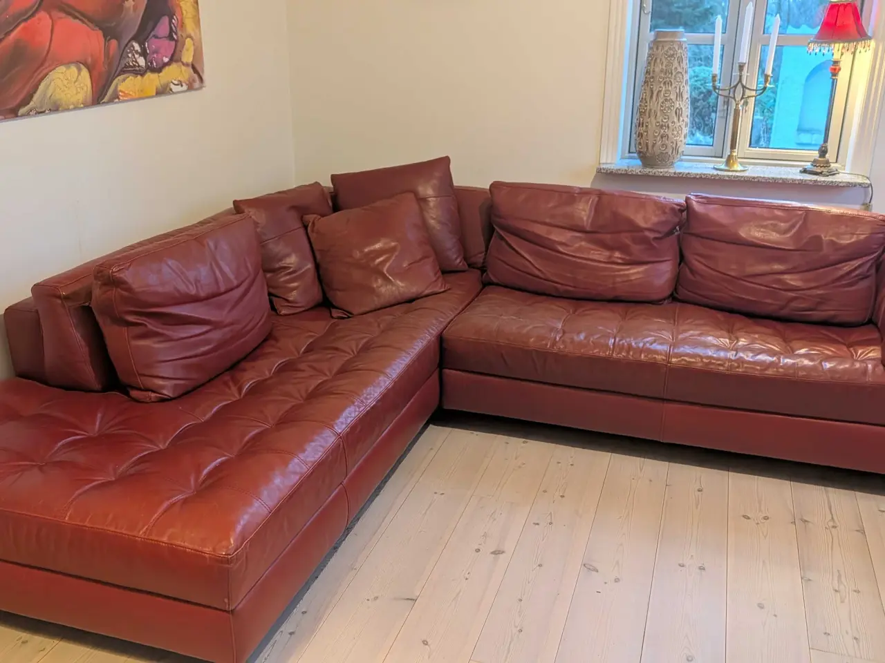Billede 2 - Lækker, rød Natuzzi lædersofa