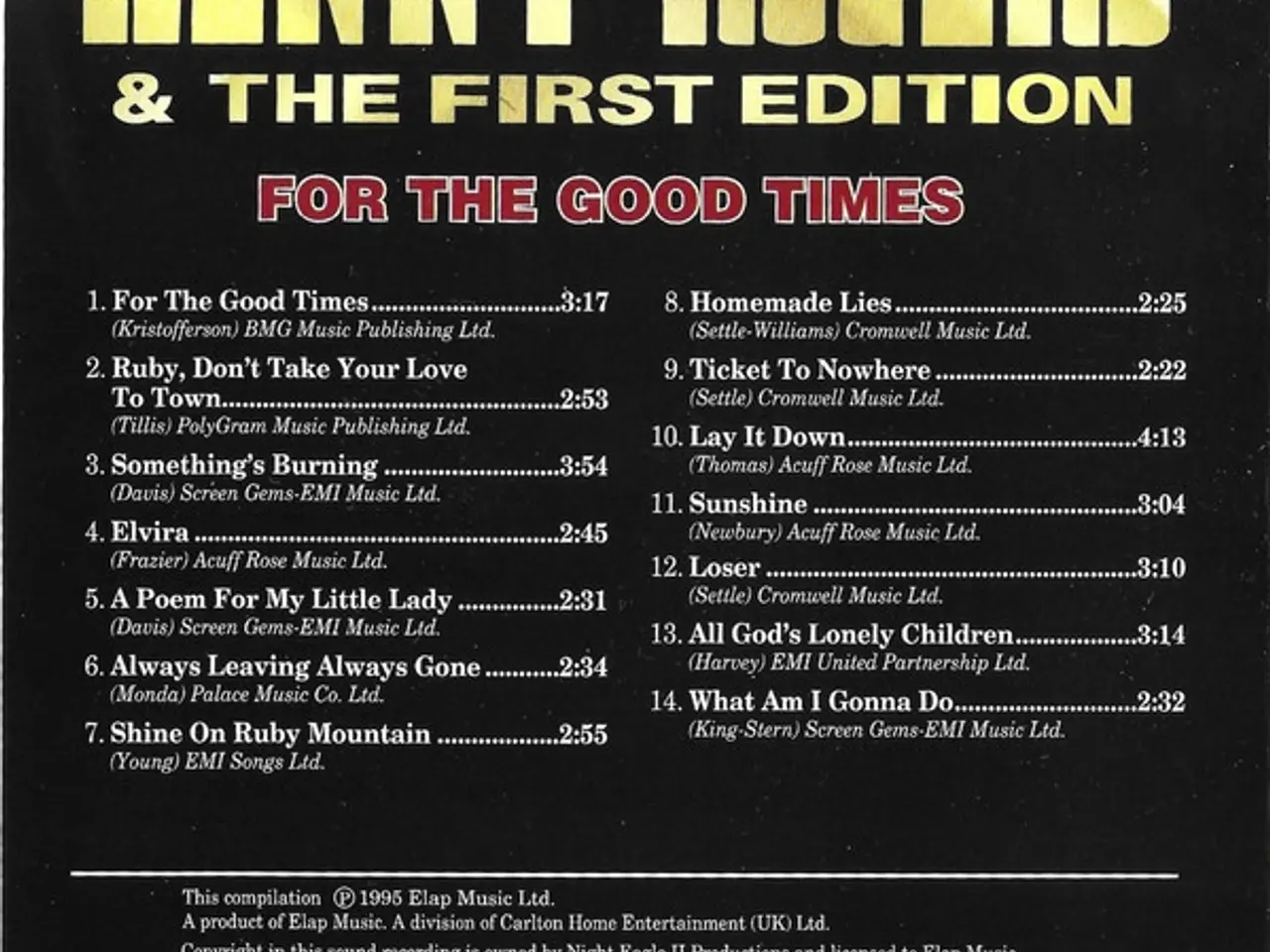 Billede 2 - Kenny Rogers & The… – For The Good Times – CD