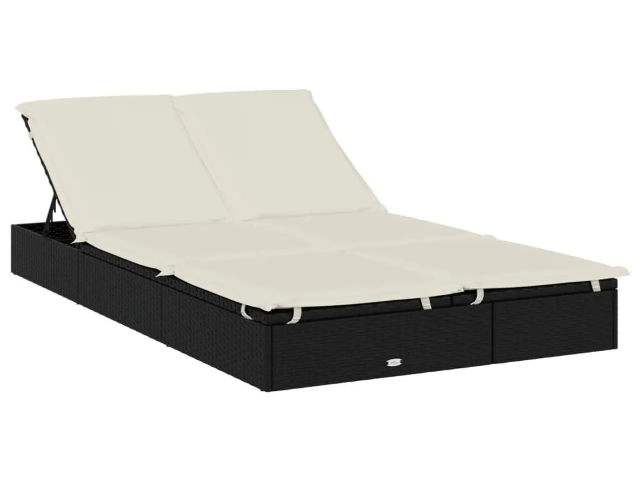 Billede 2 - 2-personers solseng i polyrattan med hynder - sort/creme