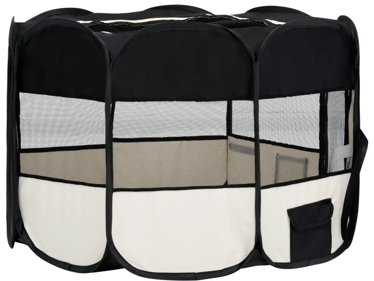 Billede 4 - Foldbar hundegård med bæretaske - 110 x 110 x 58 cm, sort/creme