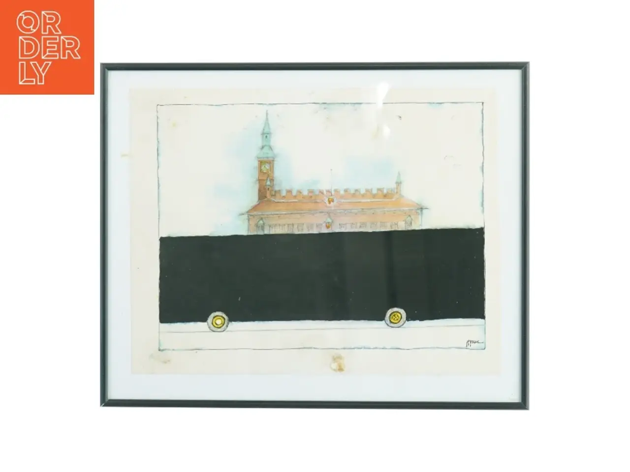 Billede 1 - Indrammet akvarel (str. 31,5 x 25,5 cm)