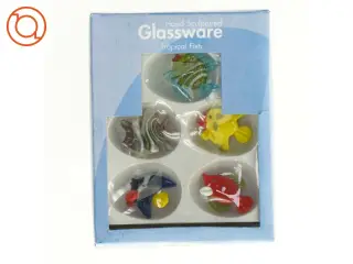 5 STK. Håndlavede Glas fisk (str. 17 x 13 cm)