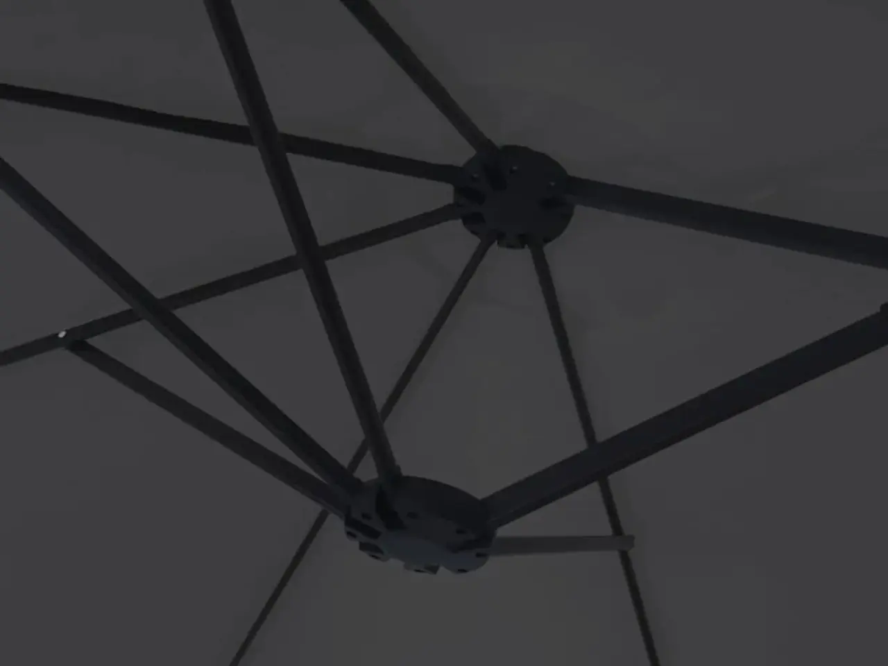 Billede 8 - Parasol med dobbelt parasoldug og LED-lys 449x265 cm sort