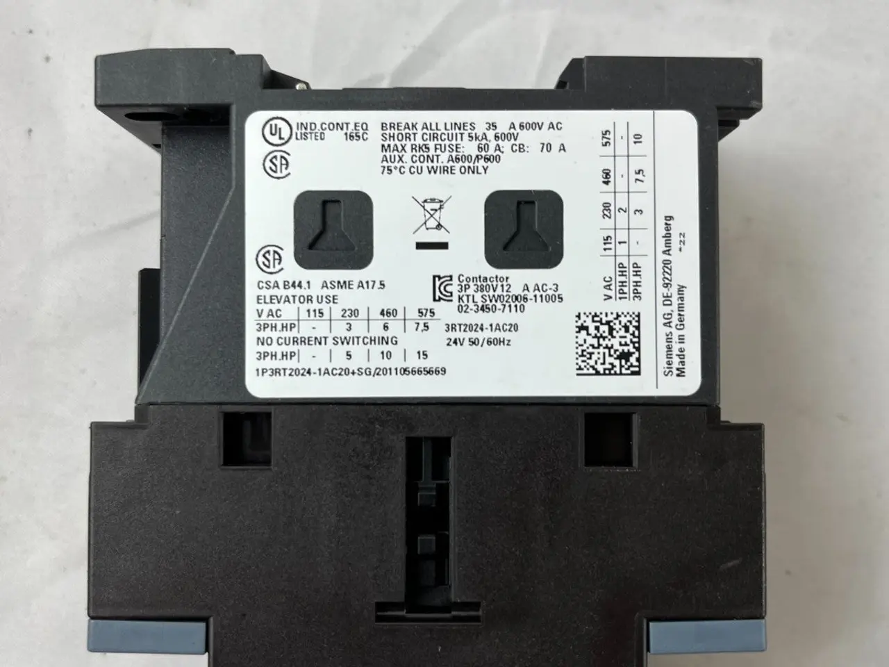 Billede 6 - Siemens 3RT2024-1AC20 kontaktor 24V Coil 3P SIRIUS