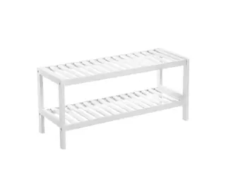 Skostativ 2 niveauer bambus, hvid 70 × 26 × 33 cm