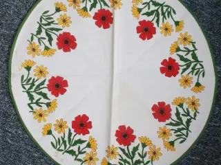 Lille rund dug med trykte / malede blomster,