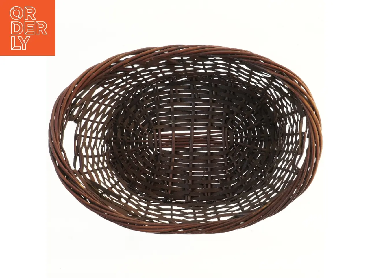 Billede 2 - oval flettekurv i brun pil (str. 50x35x15 cm)