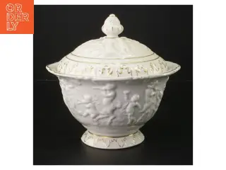 Dekorativ porcelænsskål med låg (str. Ø 17 cm)