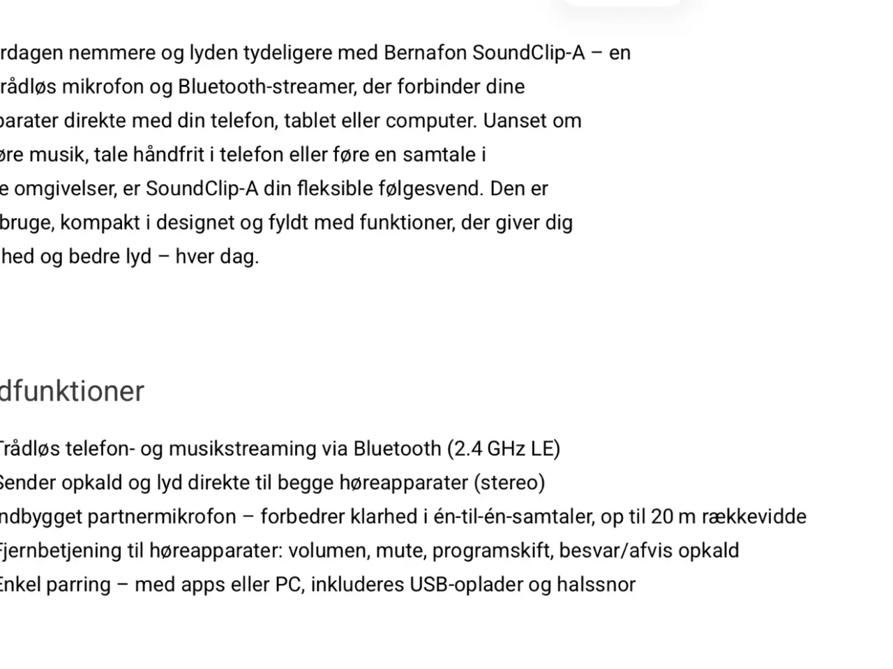 Billede 7 - Bernafon sound clip til høreapperat
