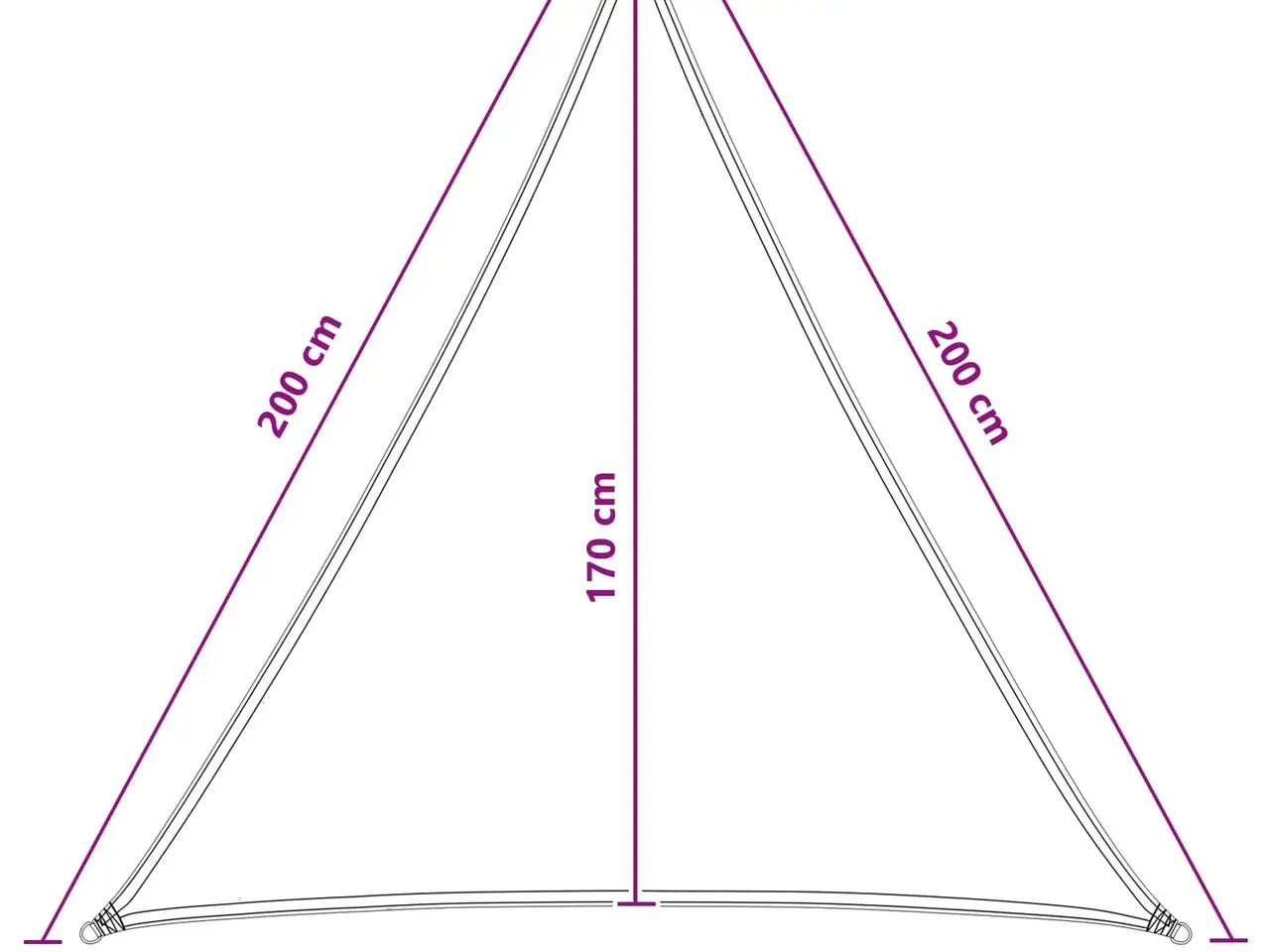 Billede 5 - Solsejl 2 x 2 x 2 m HDPE
