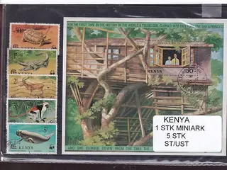 Kenya - 1 Stk. Miniark + 5 Stk. - Stemplet / Ustemplet