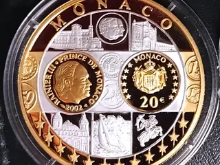 SØLV 20g .999Ag 24 KARAT Au FORGYLDT MONACO EUROPA