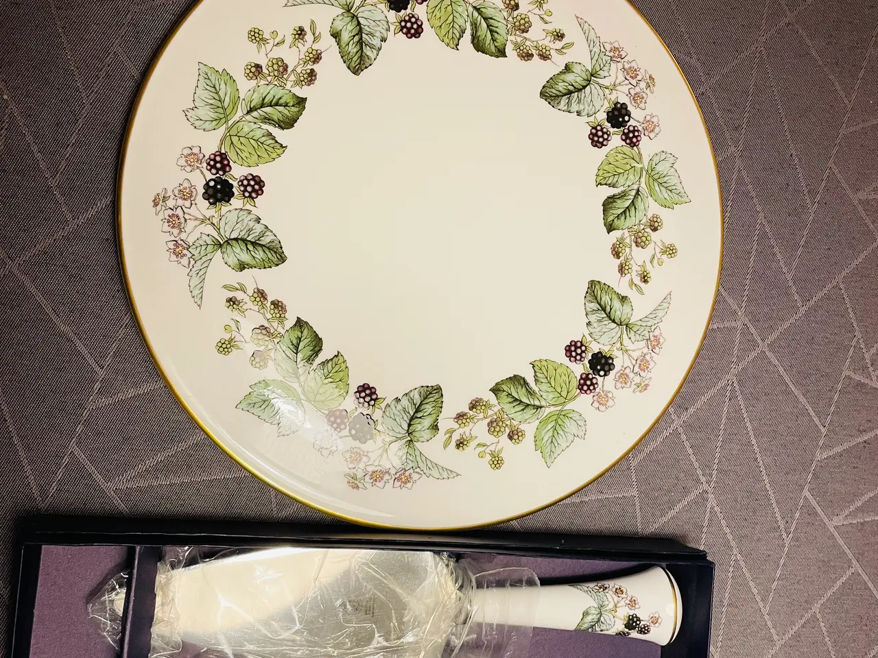 Billede 1 - Flot Royal Worcester kagefad m. kagespade