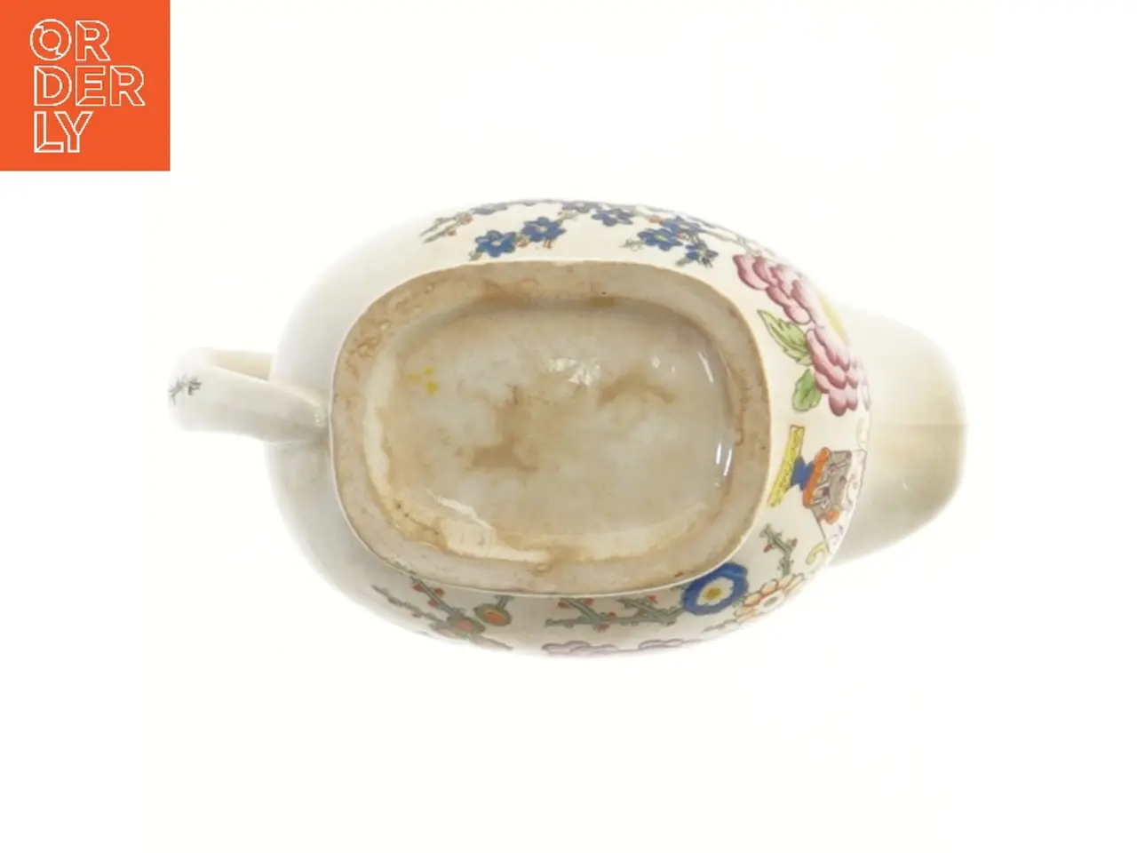 Billede 3 - Porcelænsflødekande med blomstermotiv (str. 14,5x10 cm)