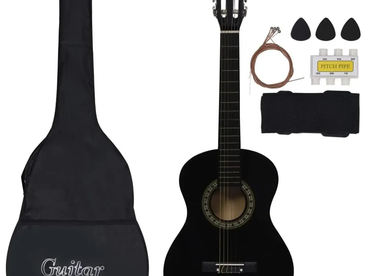 Billede 1 - Klassisk guitarsæt 8 dele for begyndere 1/2 34" sort