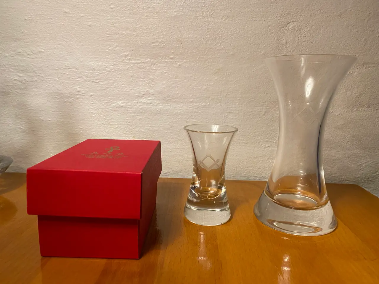 Billede 1 - Frimurer Ølglas, Dramglas vinkel/passer, kr. 125,-
