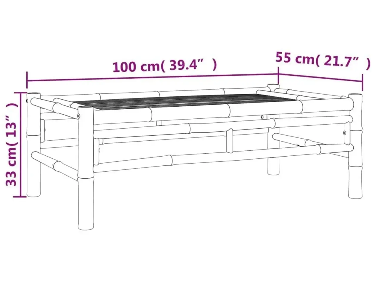 Billede 7 - Havebord i bambus 100 × 55 × 33 cm - udendørs sofabord