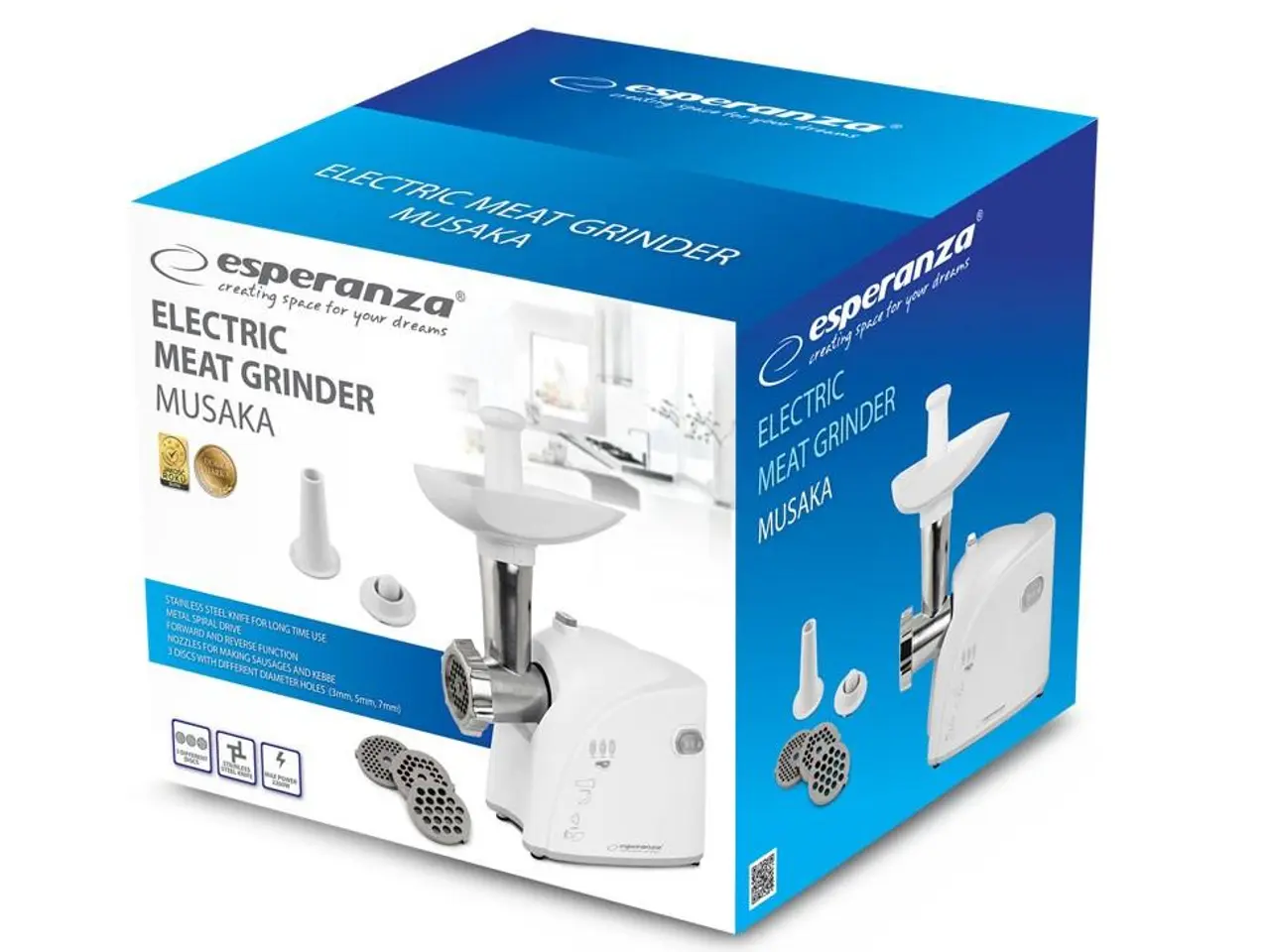 Billede 5 - Kødhakker Esperanza EKM032 - hvid, 2.200 W