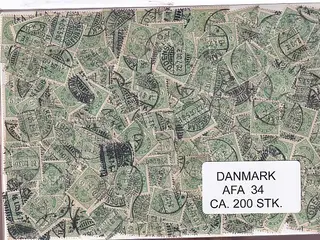 Danmark 200 stk Afa 34-B-C- Stemplet/ust.