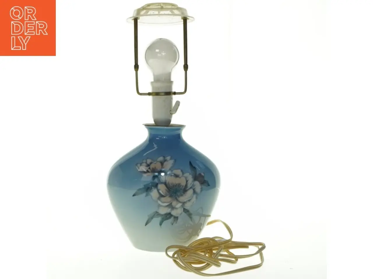 Billede 1 - Porcelænslampe med blomstermotiv (str. 42 cm)