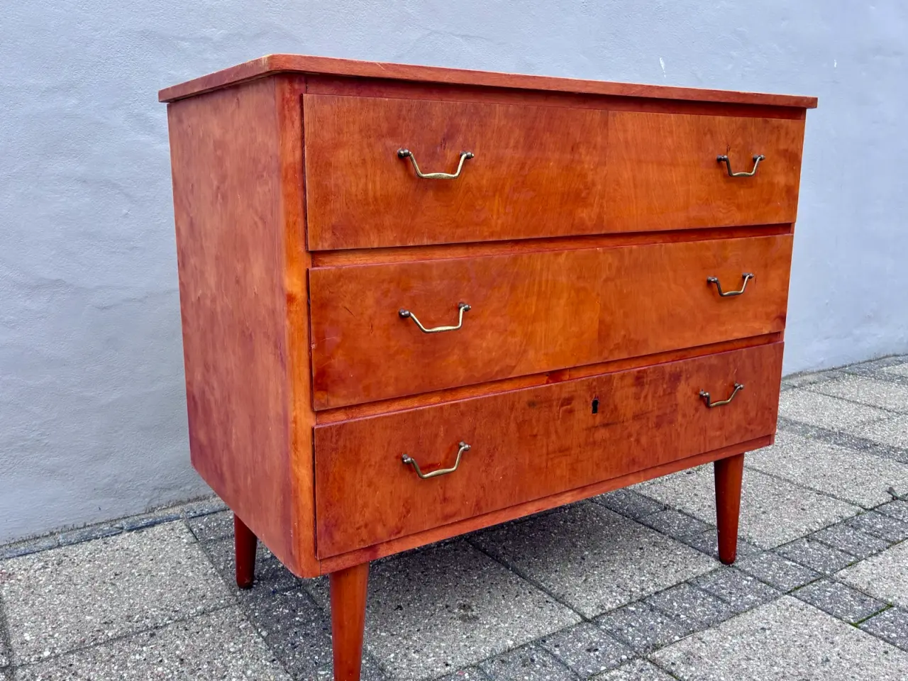 Billede 2 - Dansk vintage kommode . 3 skuffer Messinggreb