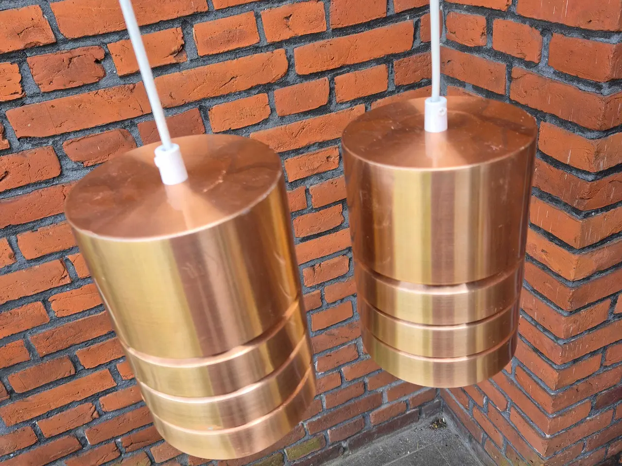 Billede 2 - Cylindriske kobberfarvede retrolamper