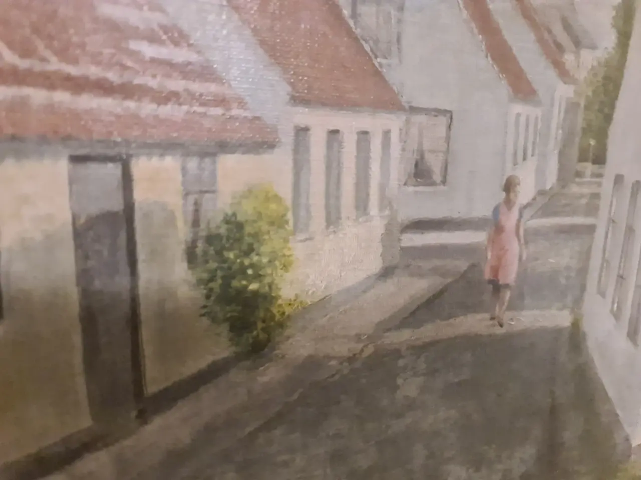 Billede 5 - Originalt oliemaleri fra 1939 – Idyllisk gadescene
