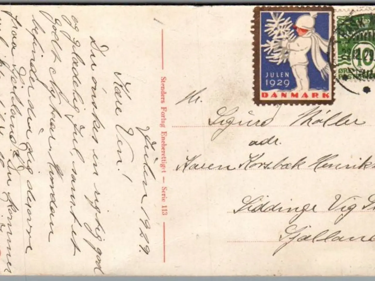Billede 1 - Julemærke 1929 på Postkort